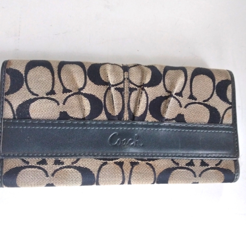 Coach Wallet Blue Leather Trim
